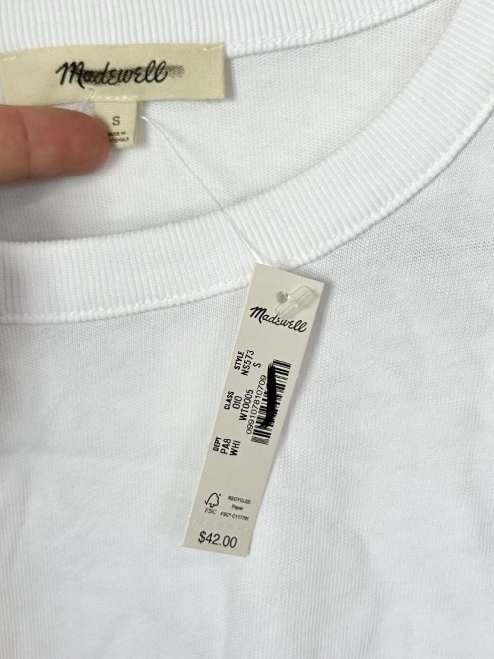 NWT Madewell Relaxed Boxy Tee in White - Size: Small - Picture 3 of 12